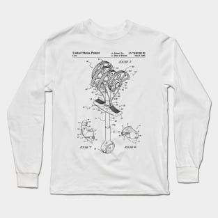 Climbing Anchor Patent - Rock Climber Art - Black And White Long Sleeve T-Shirt